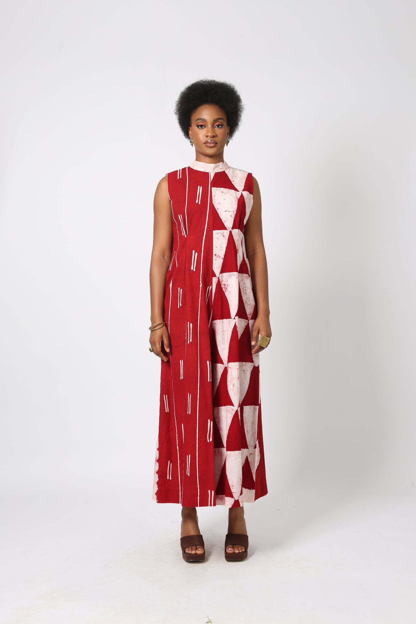 RED AND WHITE MULTIPRINT JUMPSUIT