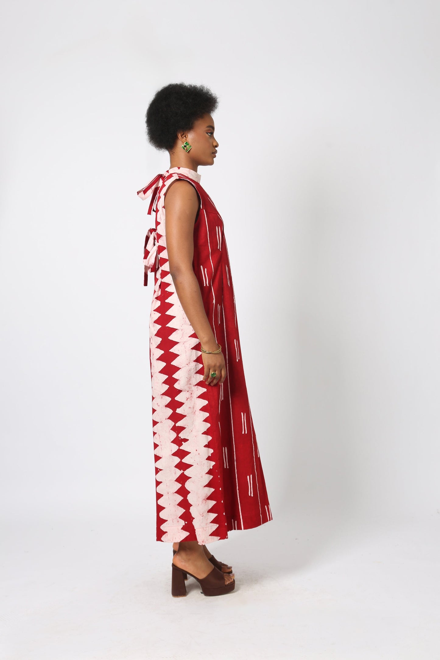 RED AND WHITE MULTIPRINT JUMPSUIT