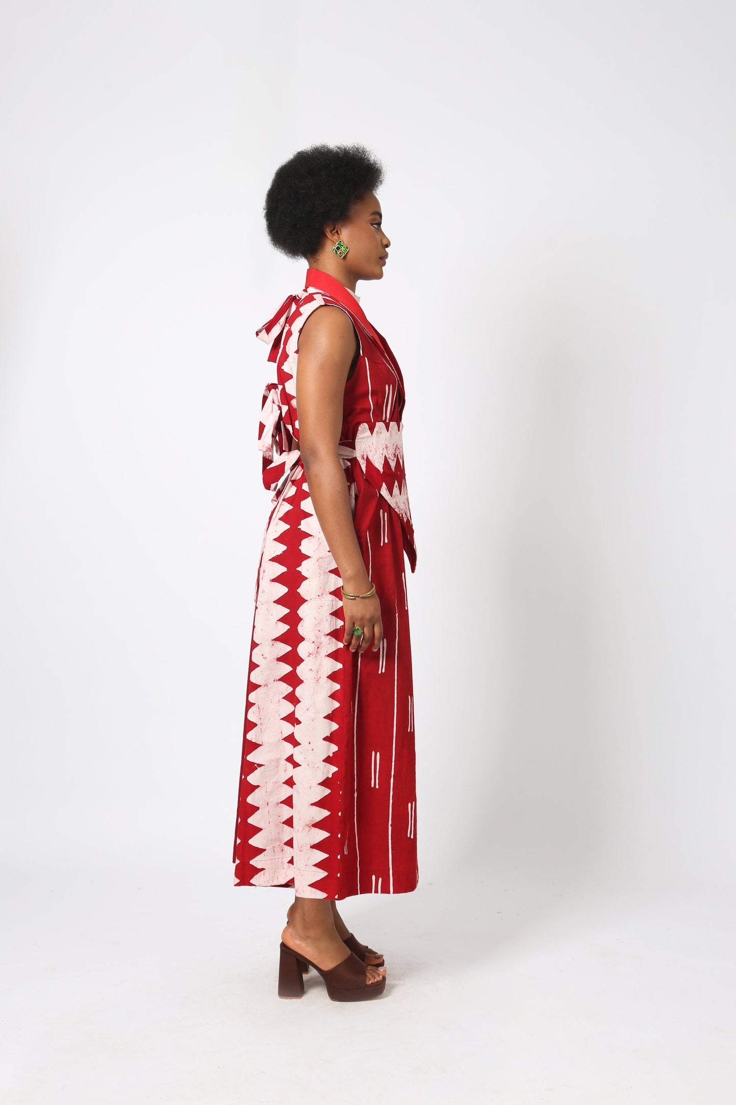 RED AND WHITE MULTIPRINT JUMPSUIT