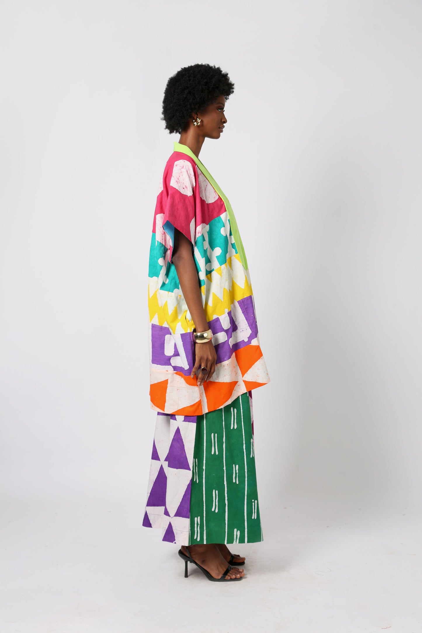 BRIGHT MULTICOLOURED MINI AGBADA WITH LEMON ASO OKE