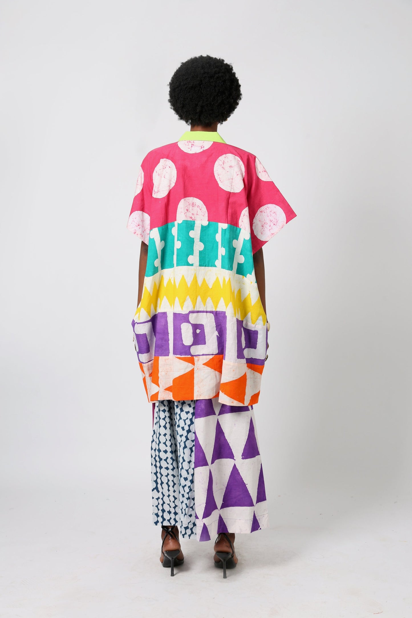 BRIGHT MULTICOLOURED MINI AGBADA WITH LEMON ASO OKE