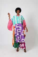 SEAGREEN AND LILAC MULTICOLOURED SHIRT DRESS