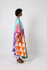 SEAGREEN AND LILAC MULTICOLOURED SHIRT DRESS