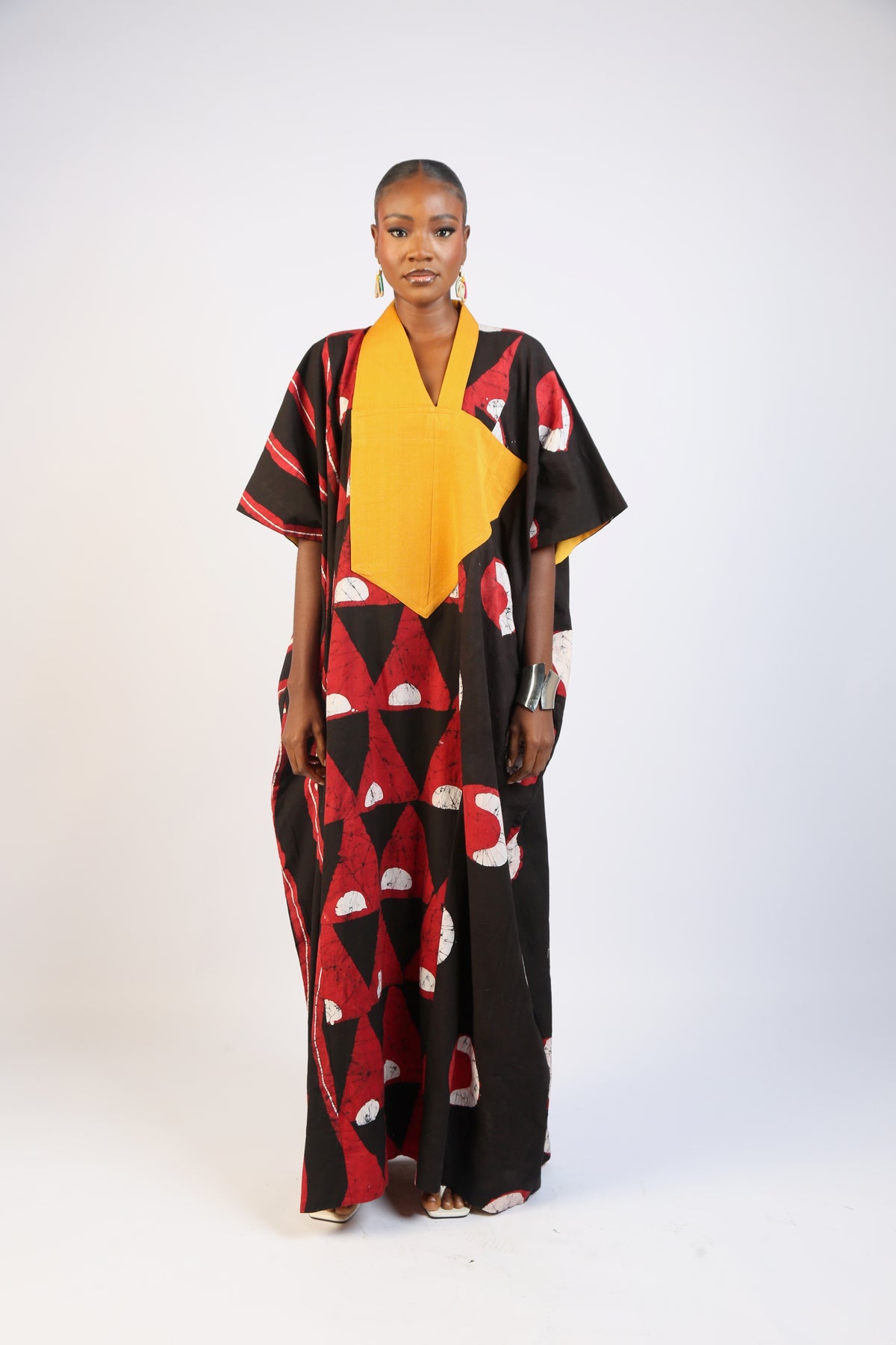 WHITE, RED AND BLACK AGBADA WITH ASOOKE