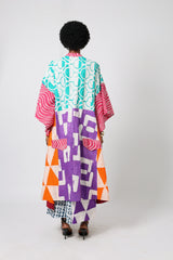 SEAGREEN AND LILAC MULTICOLOURED SHIRT DRESS