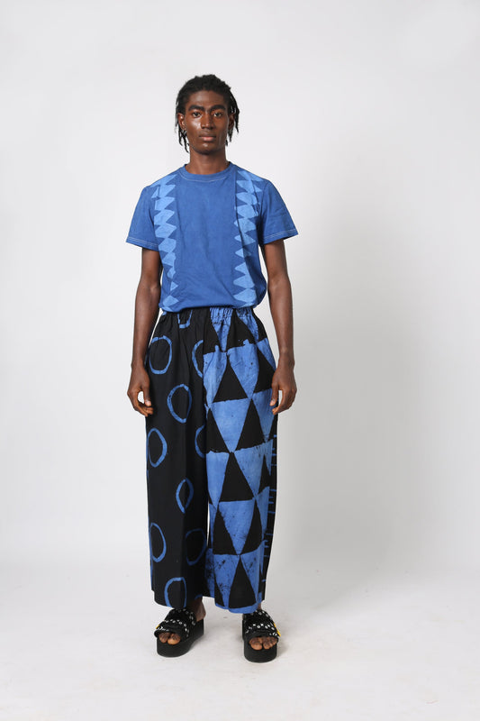 BLACK AND BLUE MULTIPRINT CULOTTES