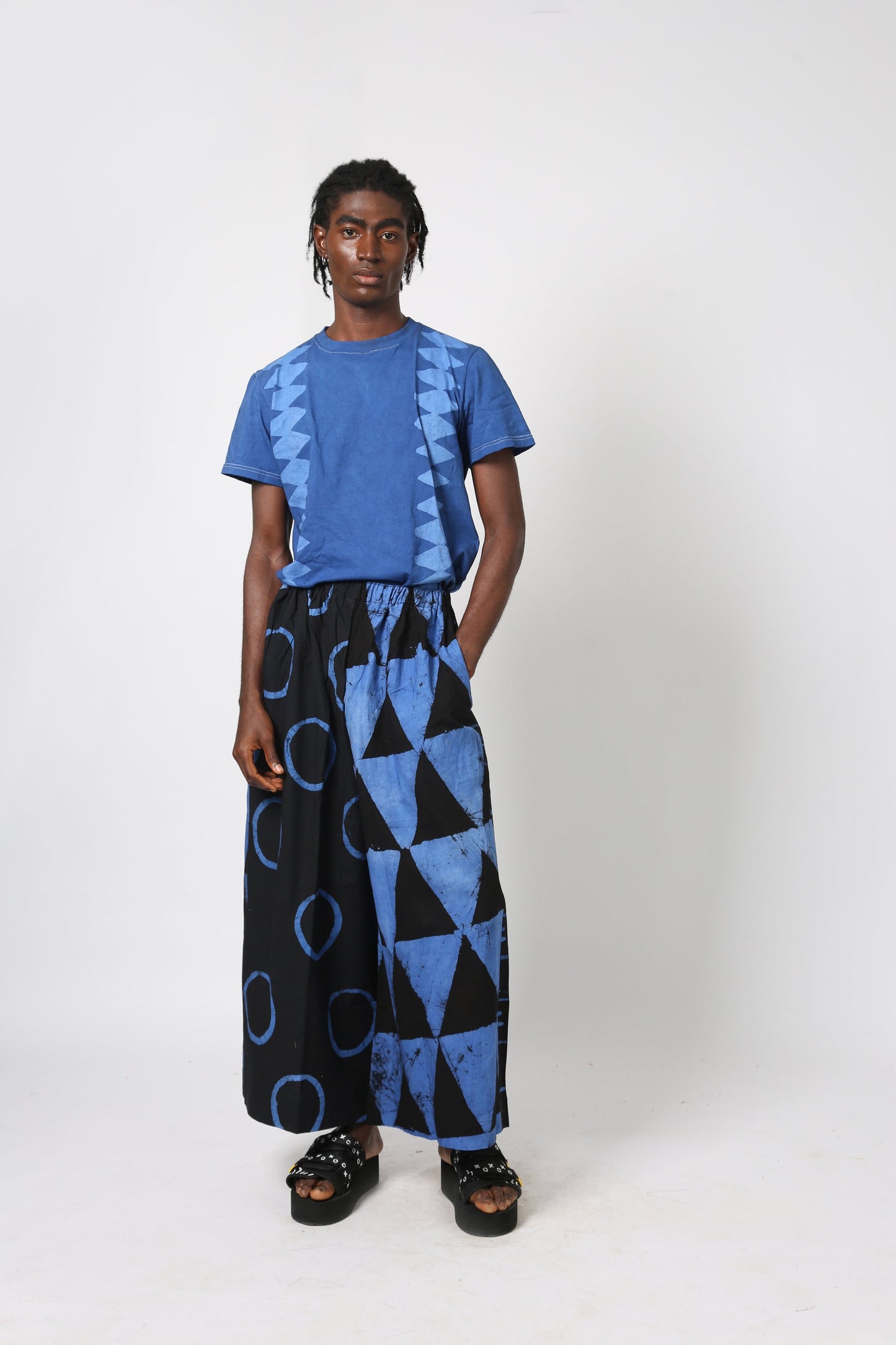 BLACK AND BLUE MULTIPRINT CULOTTES