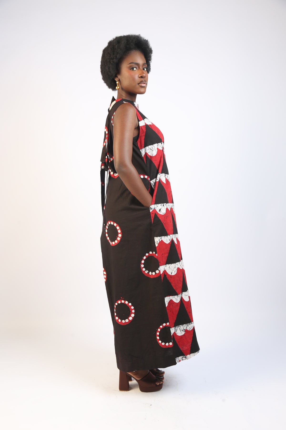 WHITE, RED AND BLACK MULTIPRINT JUMPSUIT
