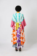 SEAGREEN AND LILAC MULTICOLOURED SHIRT DRESS