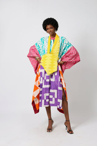 SEAGREEN AND LILAC MULTICOLOURED SHIRT DRESS