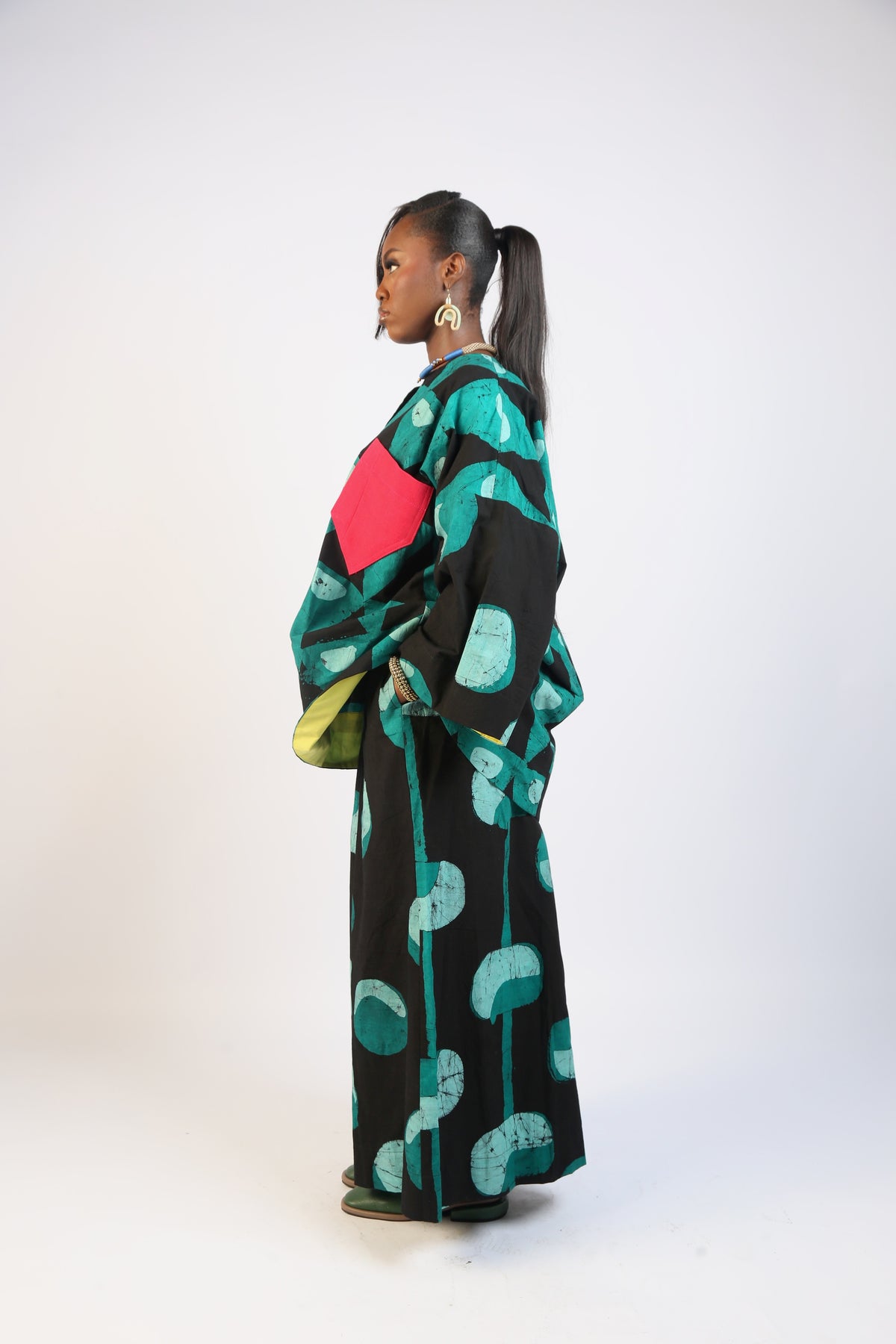 GREEN AND BLACK MULTIPRINT BUBA TOP