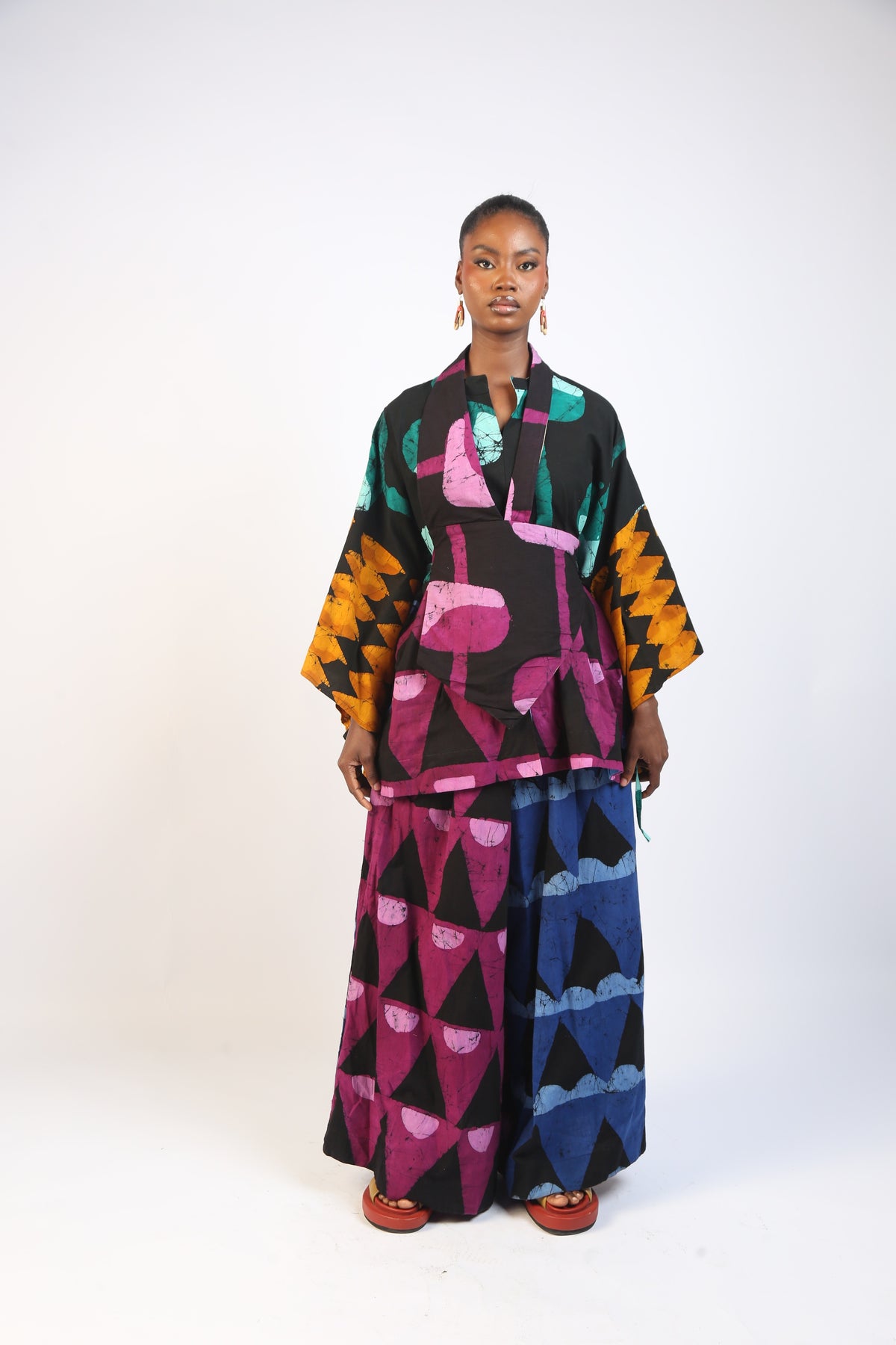 GREEN AND MAGENTA  MULTICOLOURED OSAKA BLOUSE