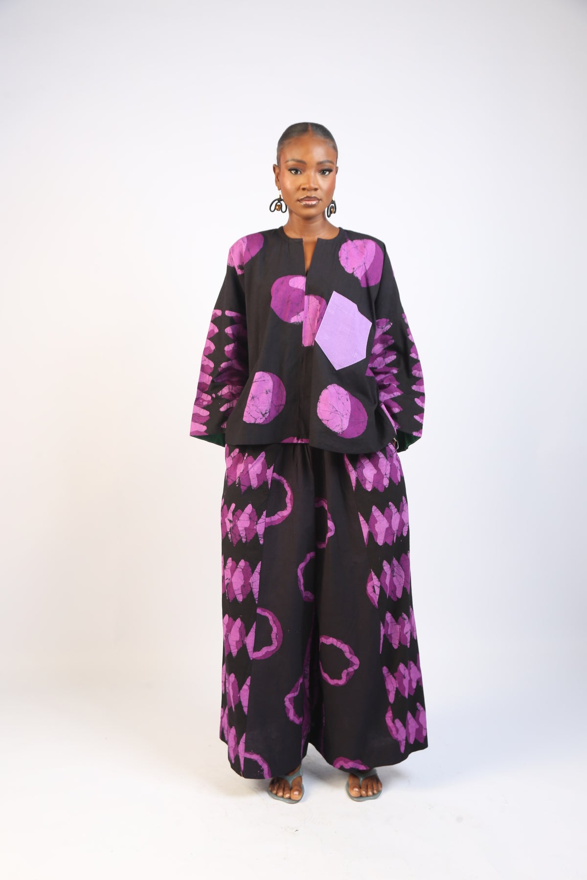 MAGENTA AND BLACK MULTIPRINT BUBA TOP