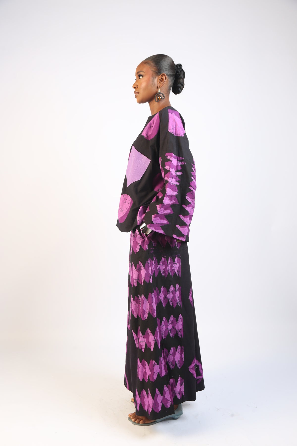 MAGENTA AND BLACK MULTIPRINT BUBA TOP