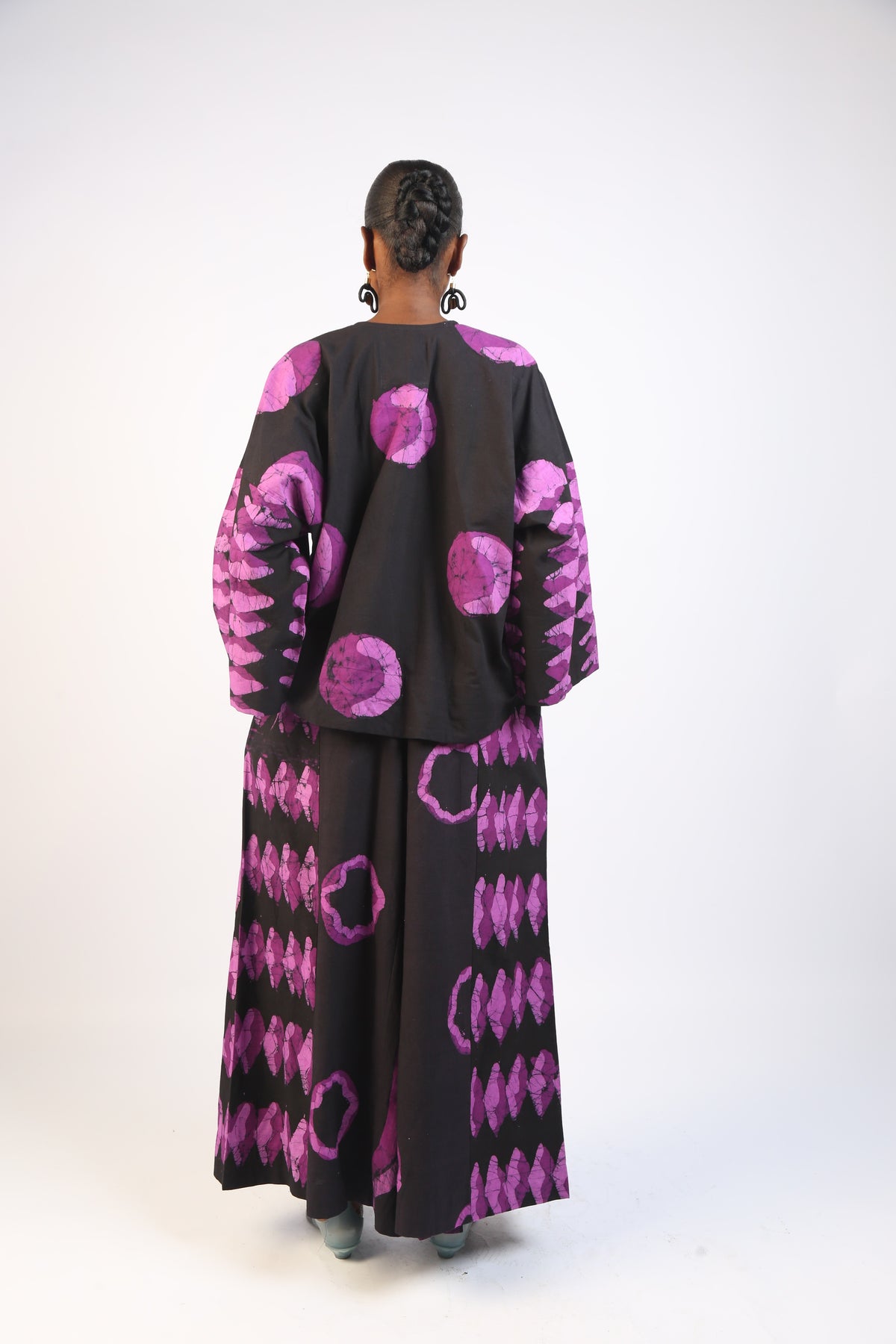 MAGENTA AND BLACK MULTIPRINT BUBA TOP