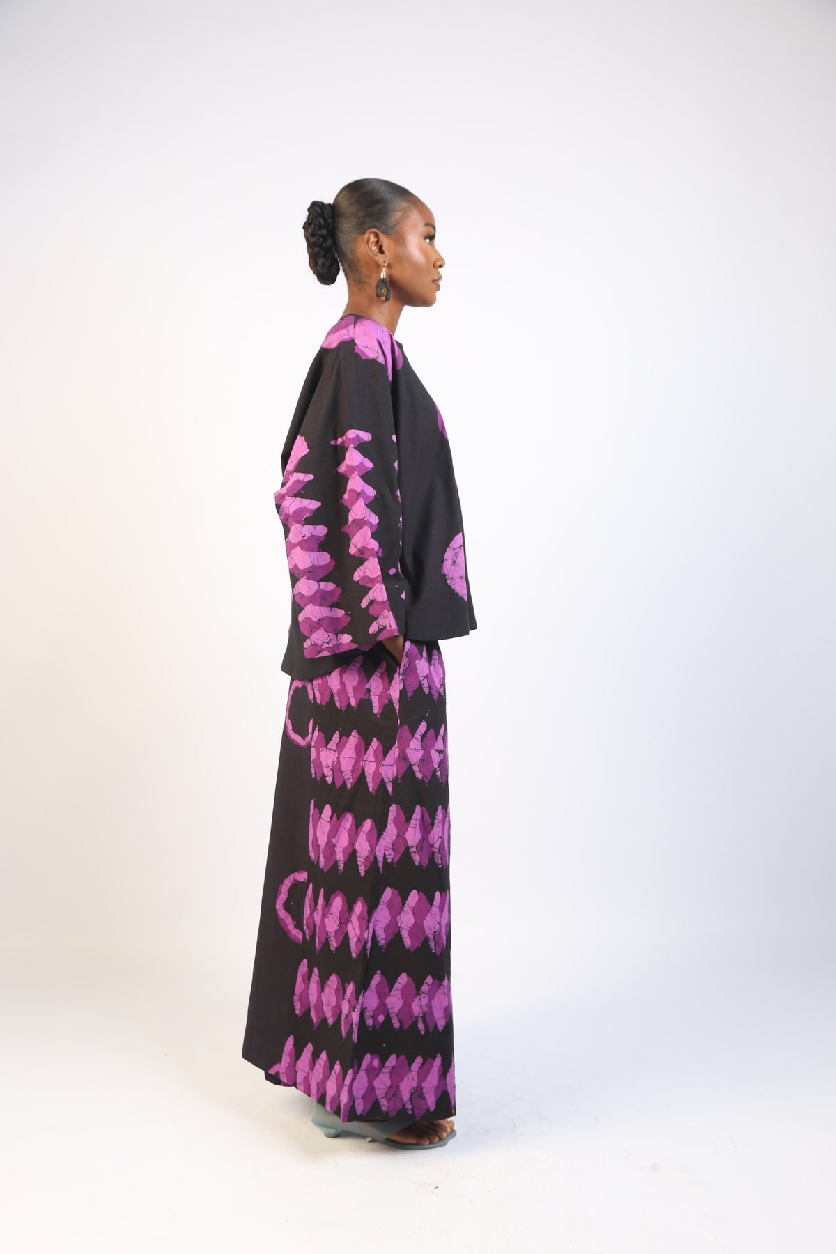 MAGENTA AND BLACK MULTIPRINT BUBA TOP
