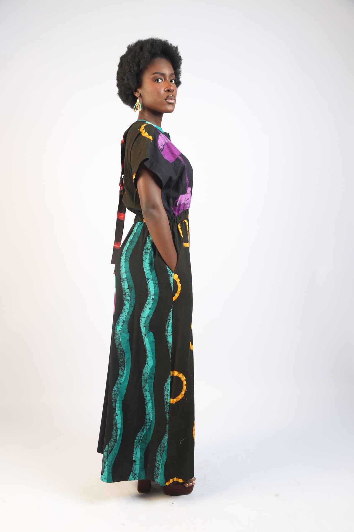 MAGENTA AND OLIVE MULTICOLOURED BUBA JUMPSUIT