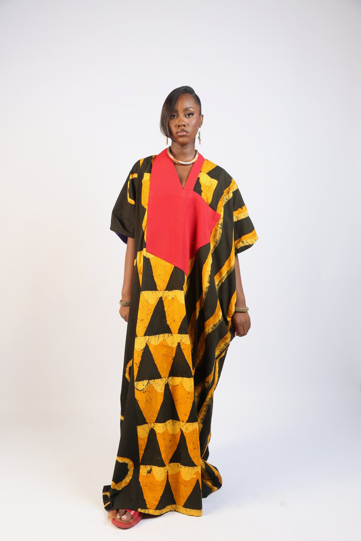GOLDEN YELLOW AND BLACK MULTIPRINT AGBADA WITH ASOOKE