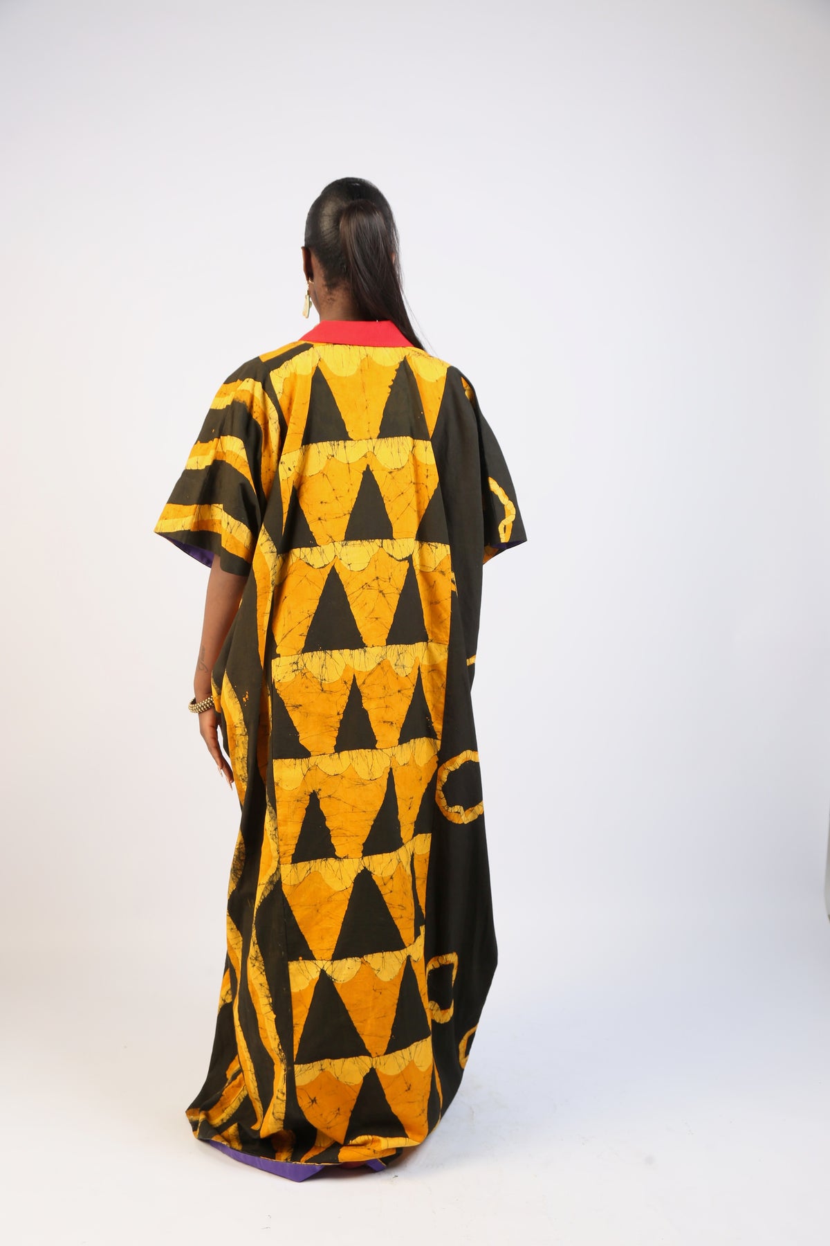 GOLDEN YELLOW AND BLACK MULTIPRINT AGBADA WITH ASOOKE