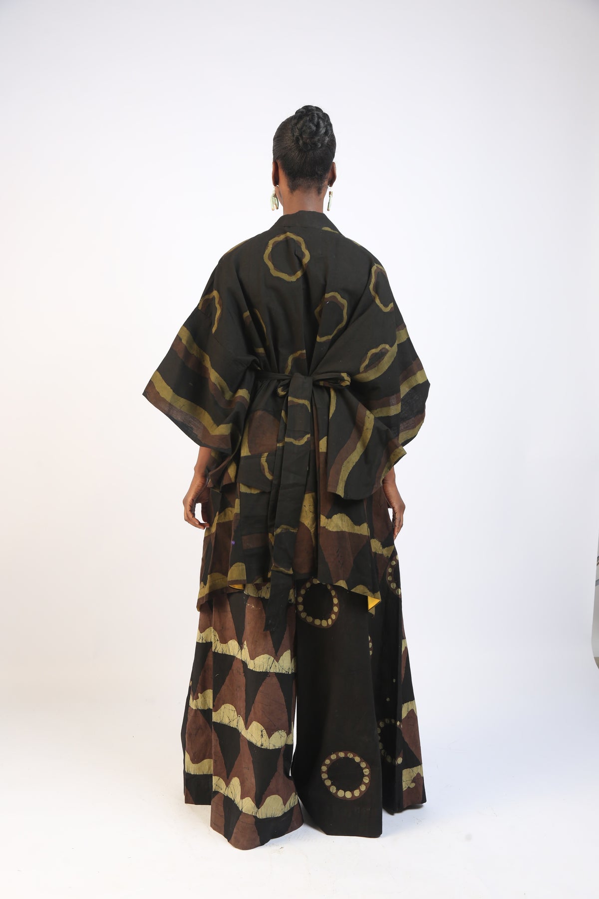 KHAKI, BROWN AND BLACK MULTIPRINT PANTS