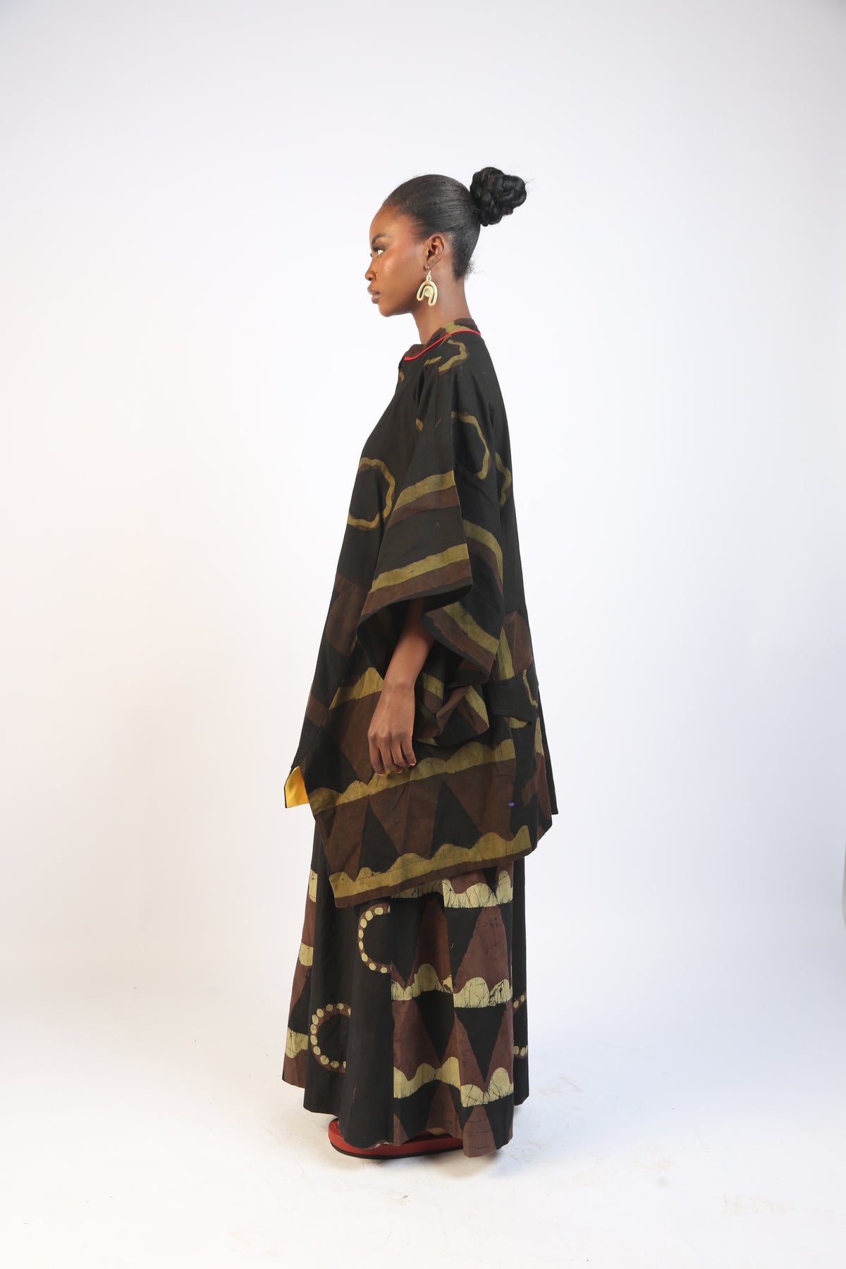 KHAKI, BROWN  AND BLACK  MULTIPRINT OSAKA BLOUSE