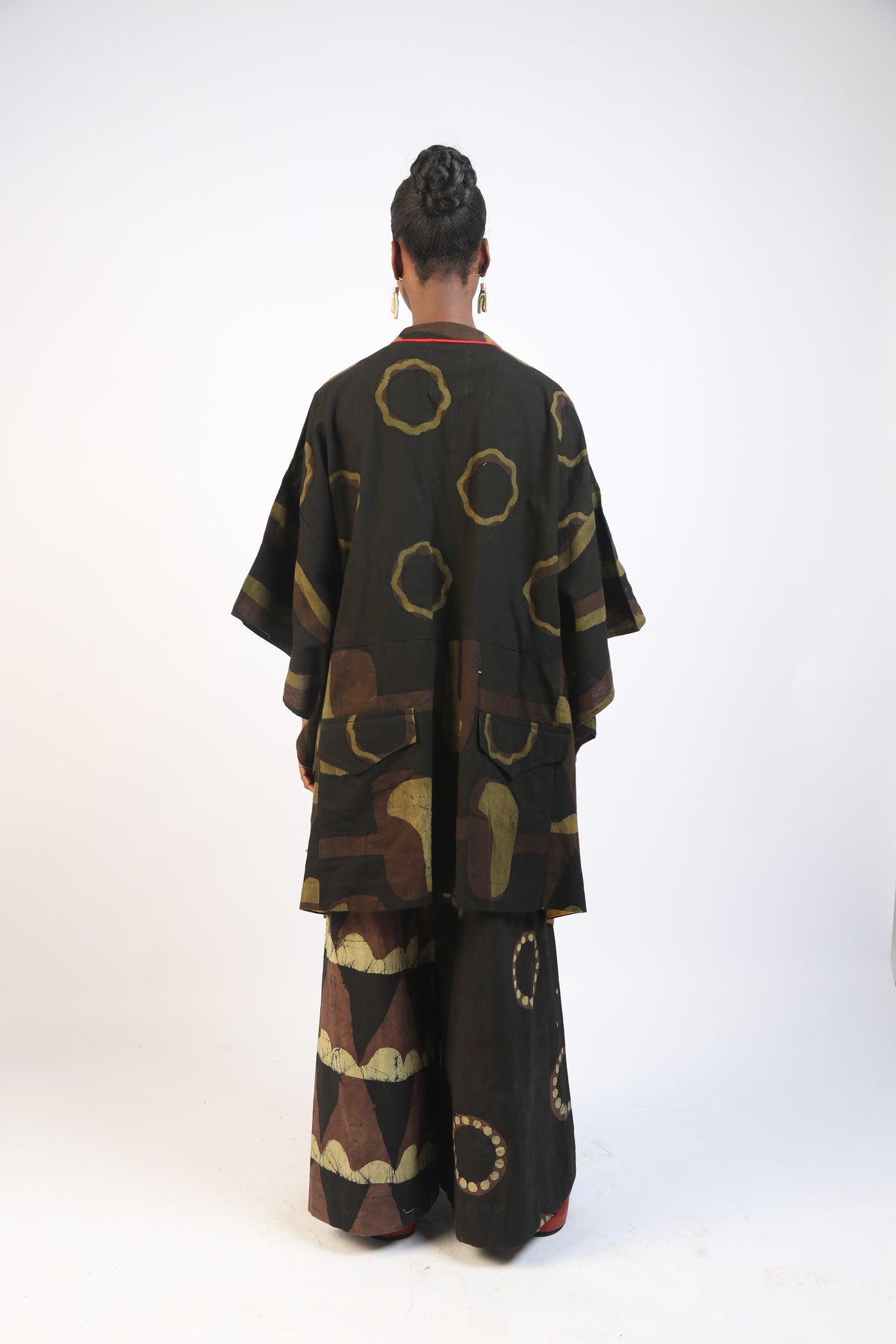 KHAKI, BROWN  AND BLACK  MULTIPRINT OSAKA BLOUSE