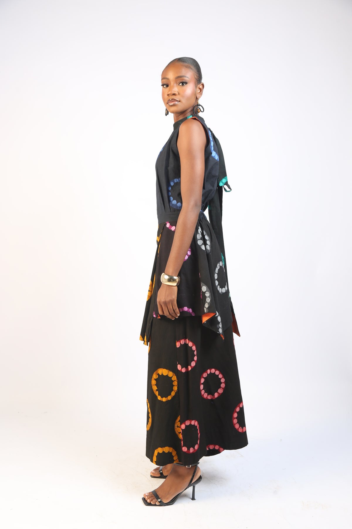 BLACK DOTTED PRINT MULTICOLOURED PANTS
