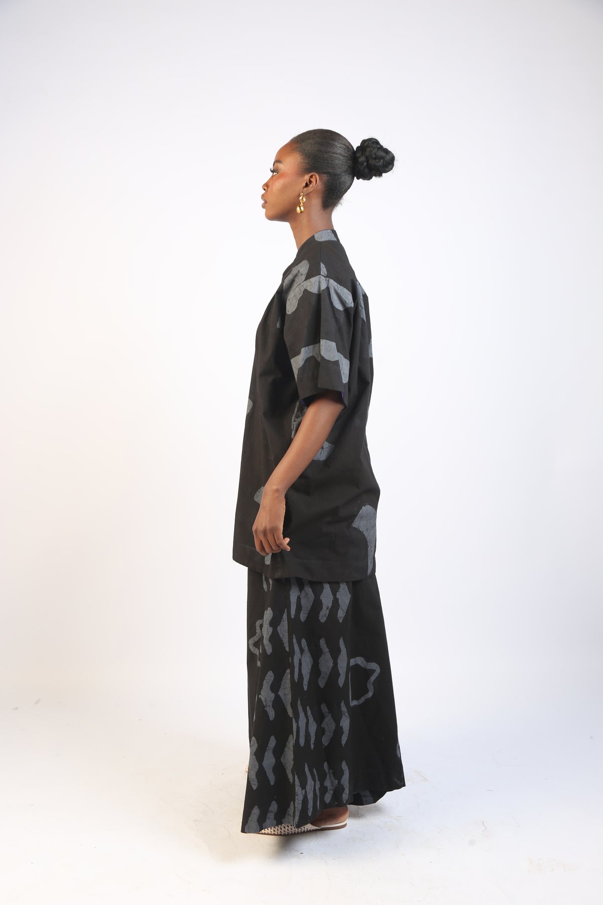 LIGHT GREY, GREY AND BLACK MULTIPRINT  SHIRT