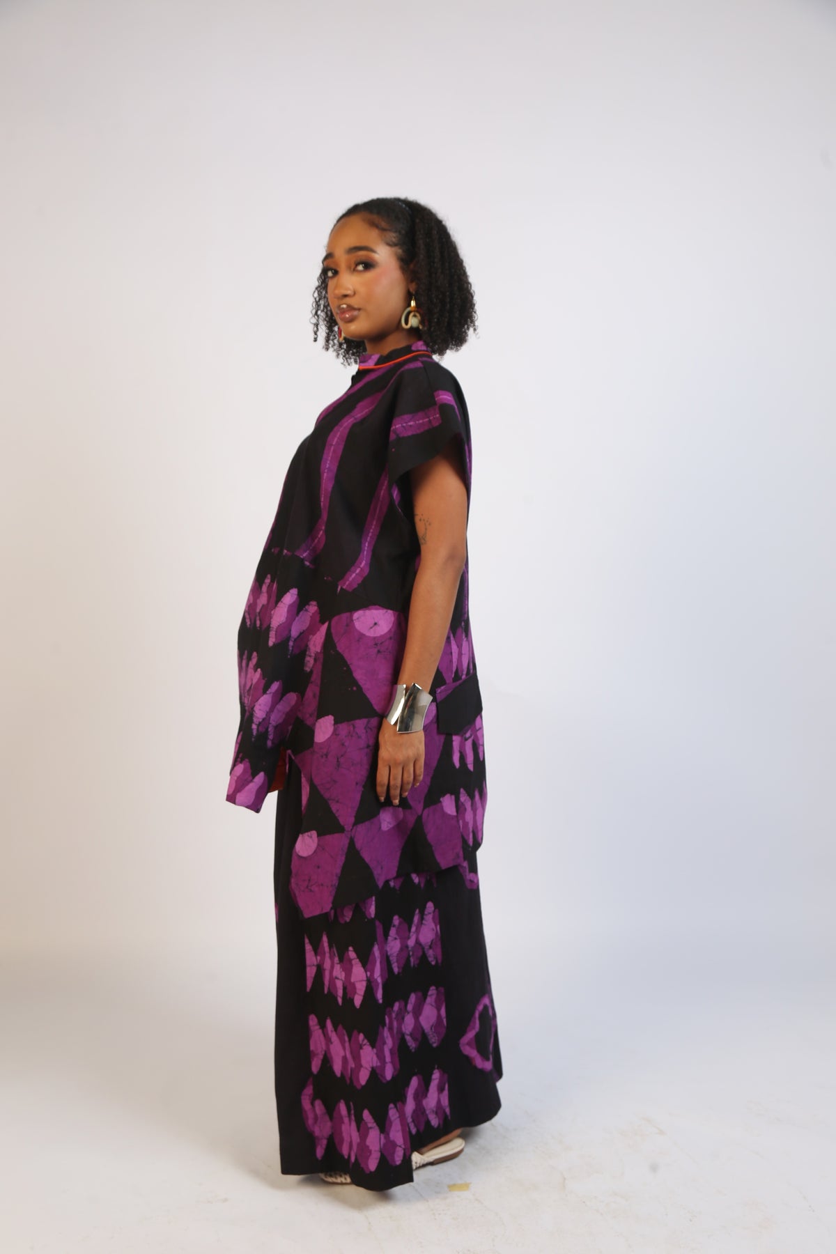 MAGENTA AND BLACK MULTIPRINT OSAKA TOP