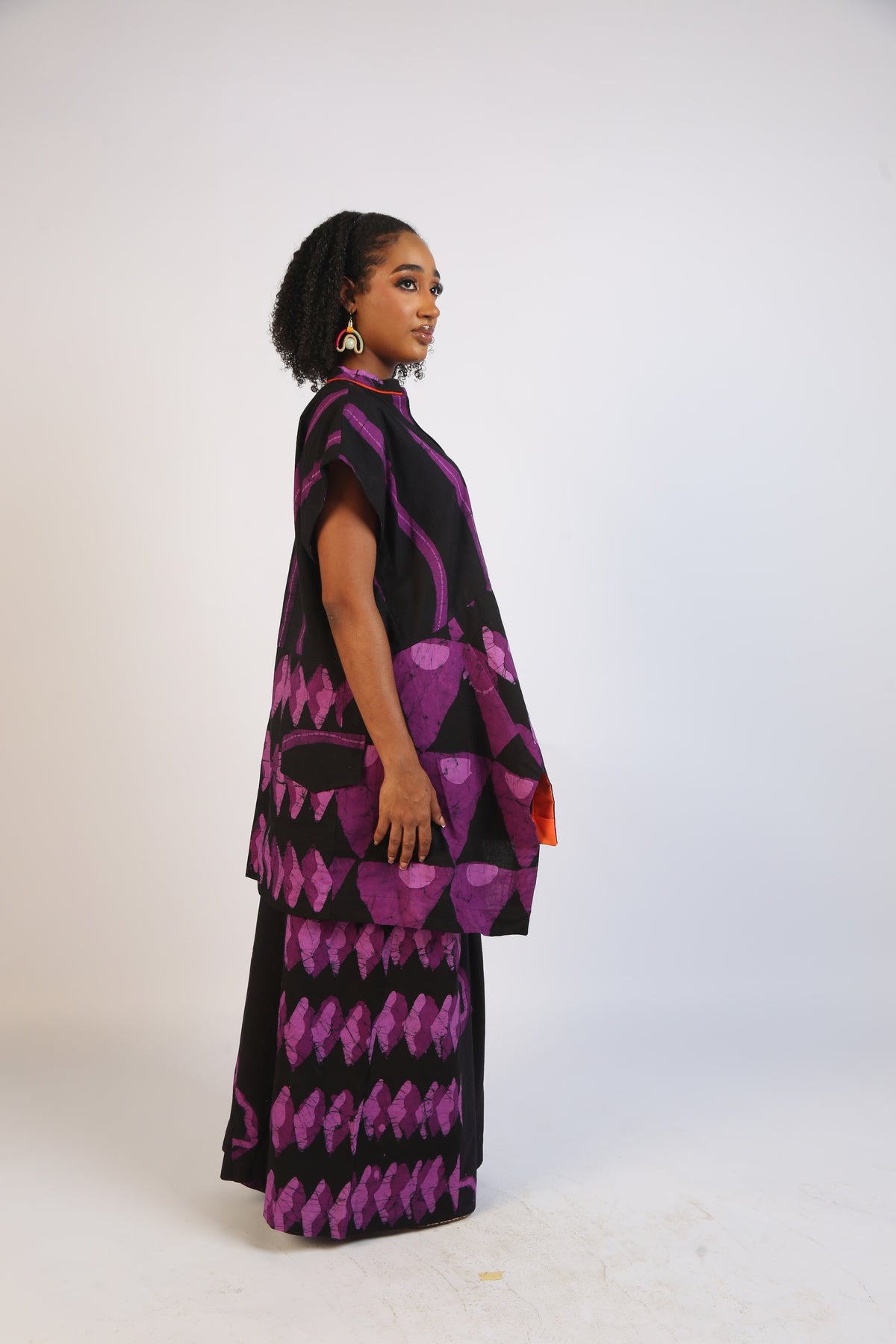 MAGENTA AND BLACK MULTIPRINT OSAKA TOP