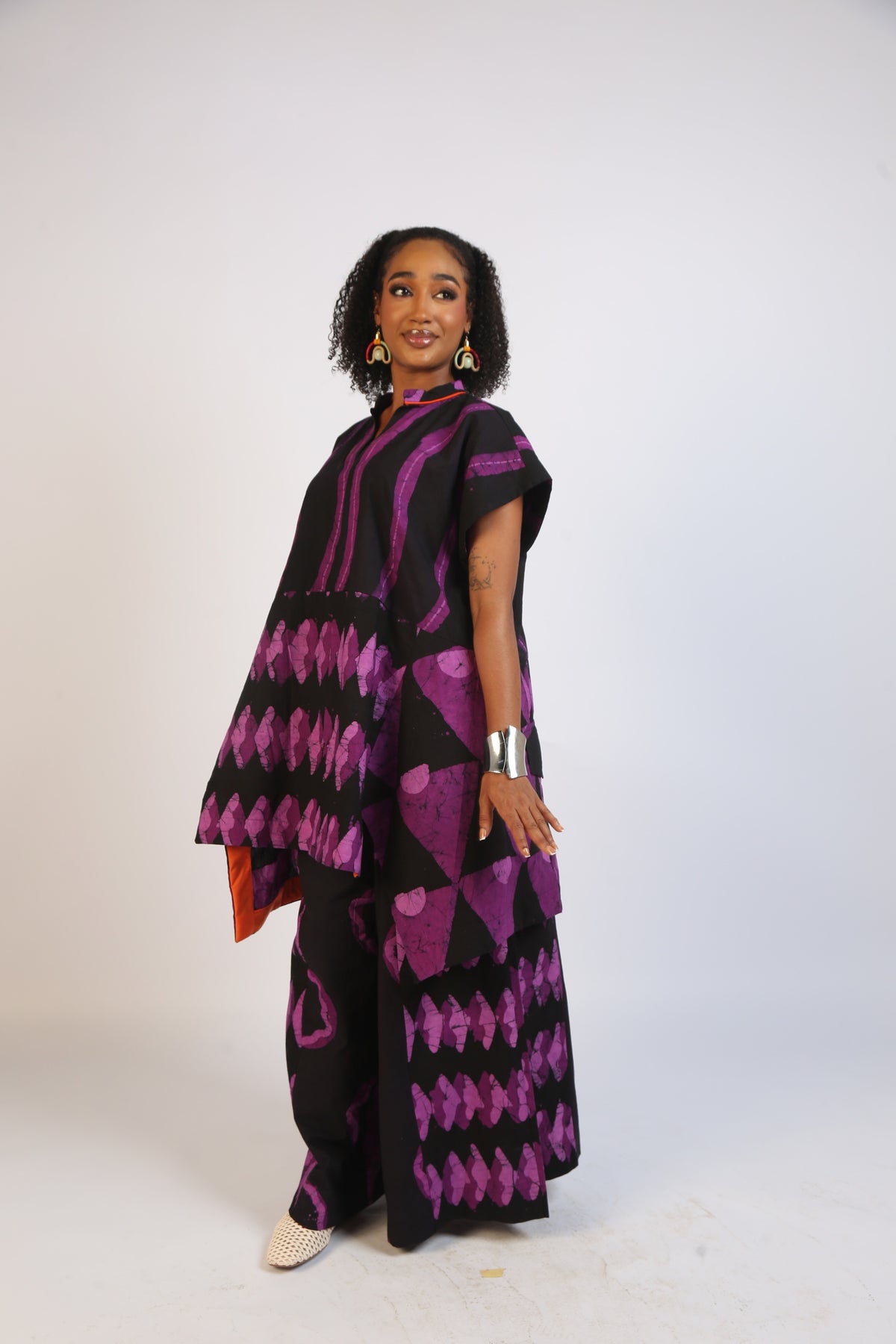 MAGENTA AND BLACK MULTIPRINT OSAKA TOP