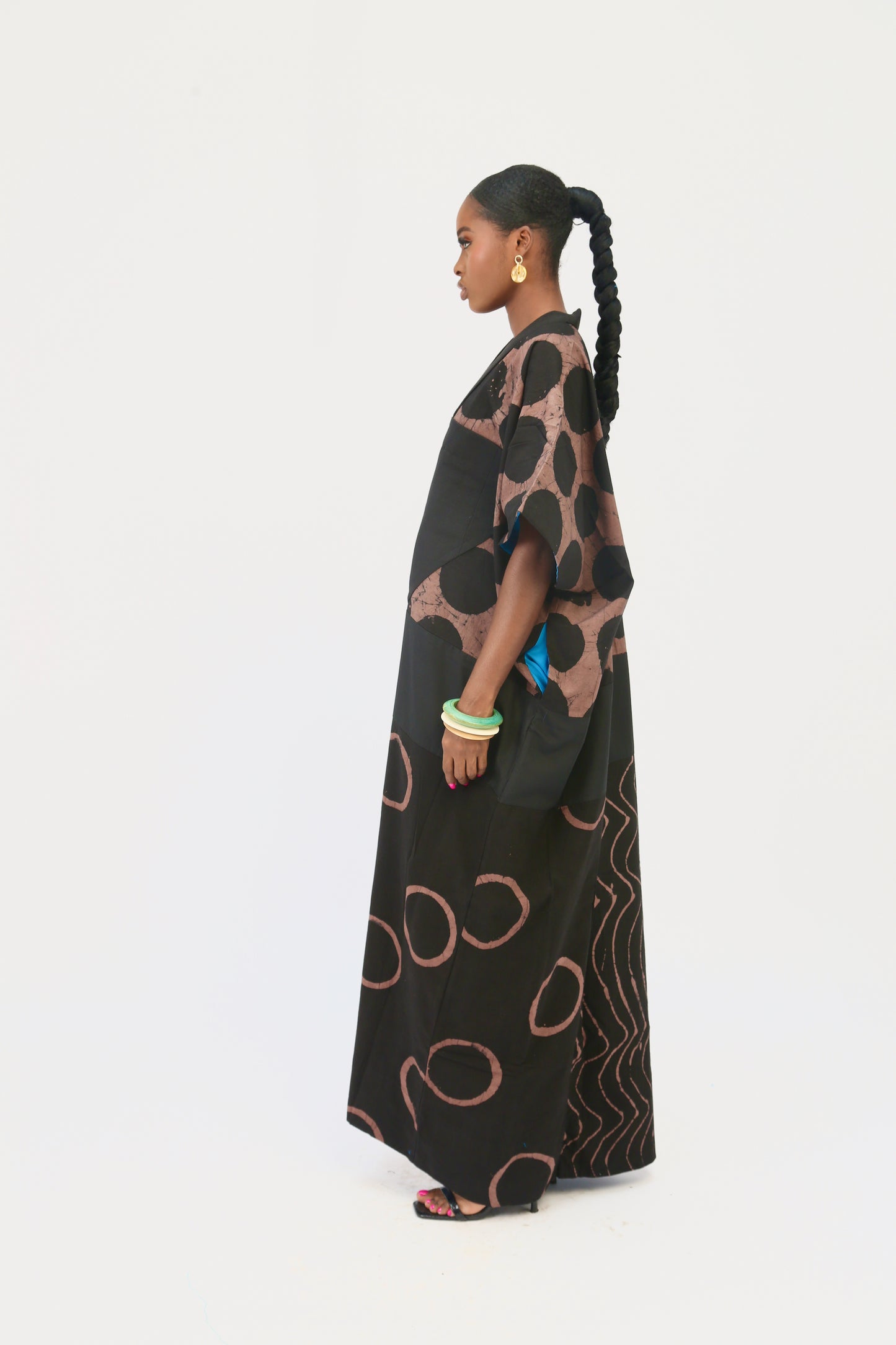 BROWN AND BLACK POLKA DOT AGBADA