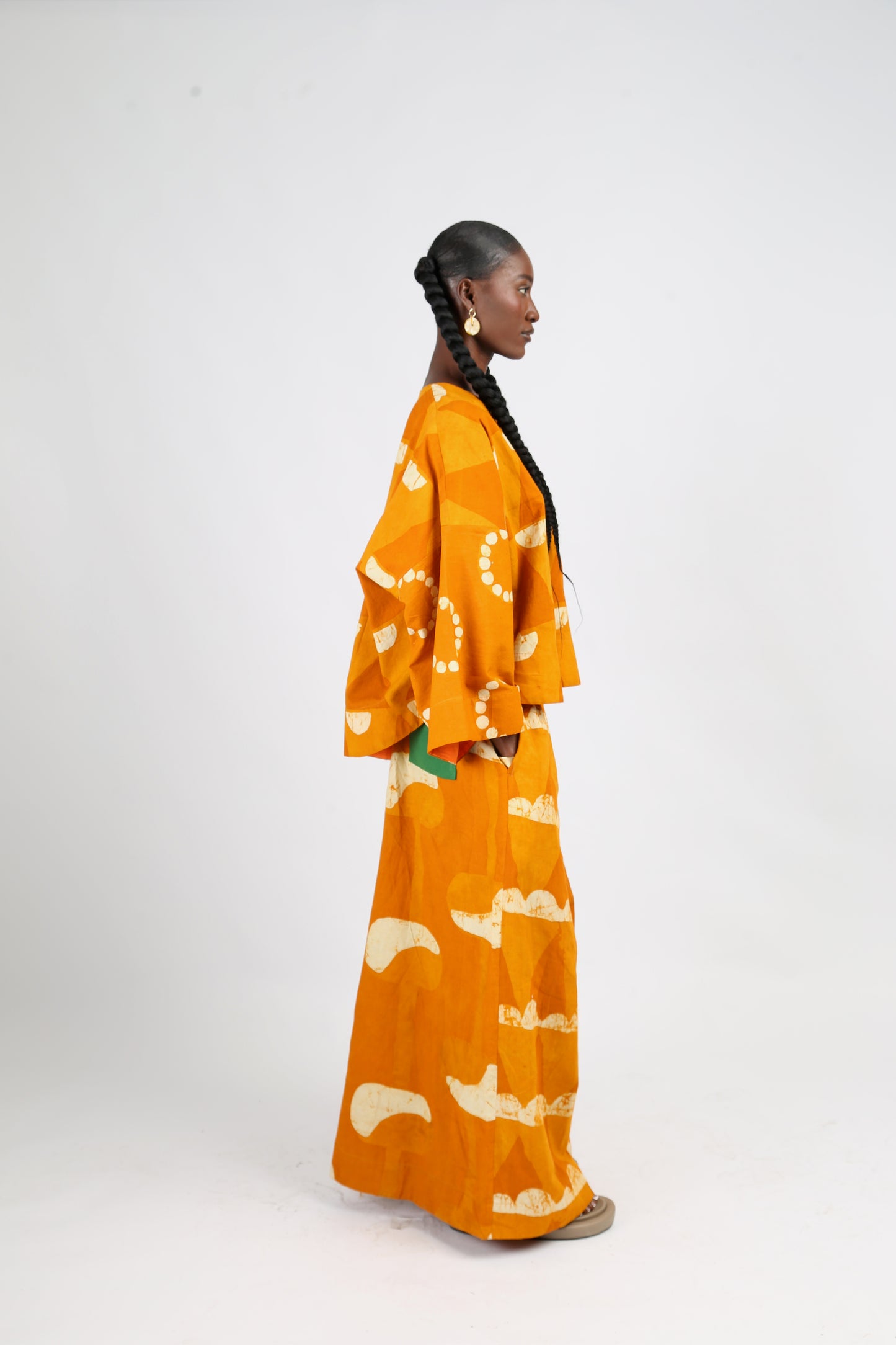 WHITE AND GOLDEN YELLOW MULTIPTINT BUBA CULOTTES