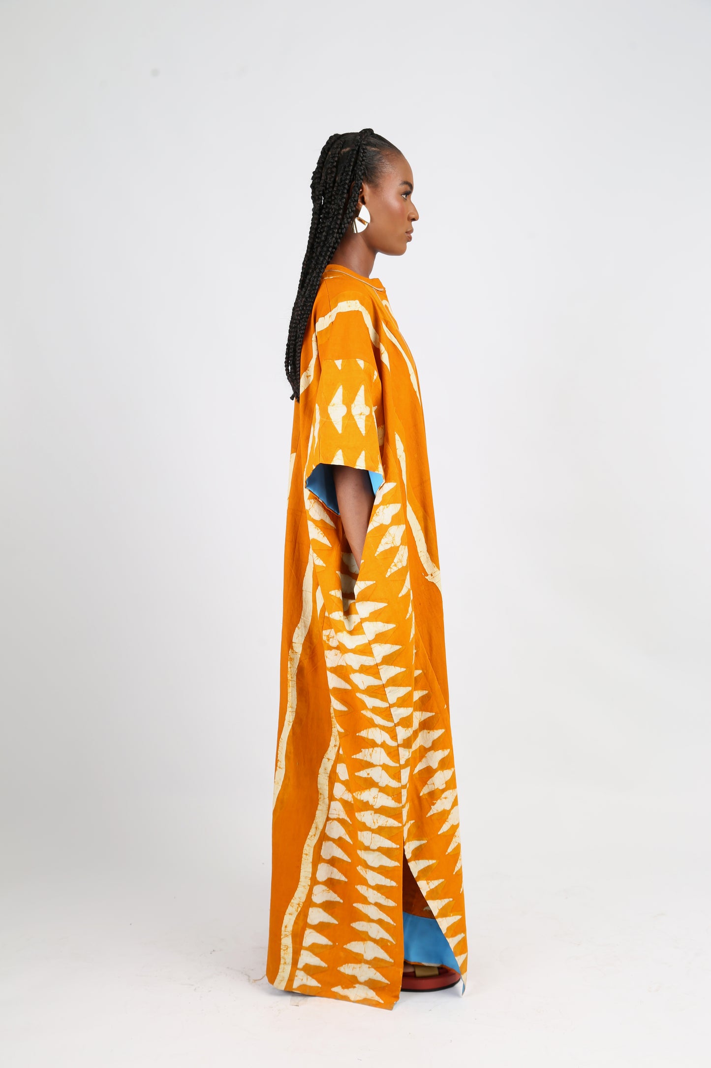 WHITE AND GOLDEN YELLOW MULTIPRINT JALABIYA