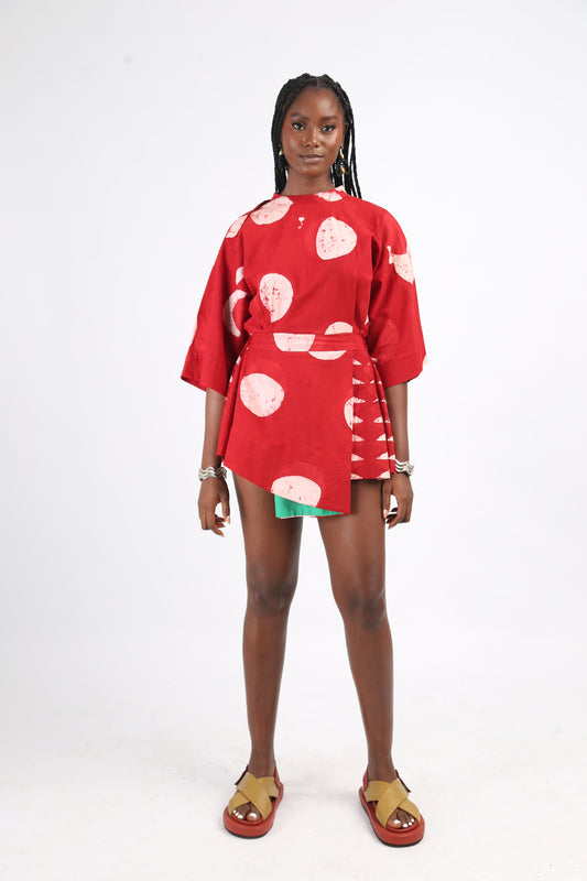 WHITE AND RED MINI IRO DRESS