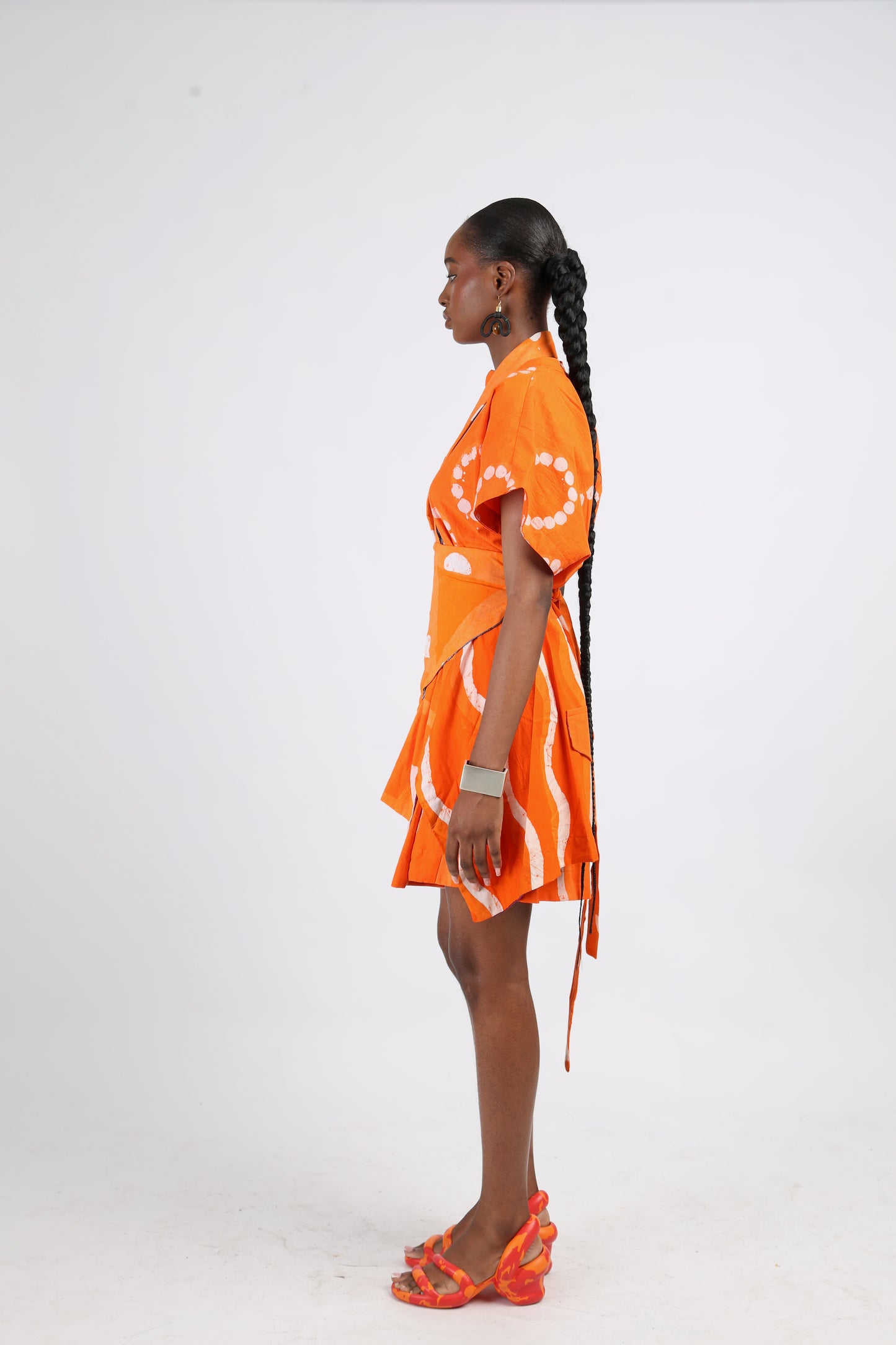 WHITE AND TANGERINE MULTIPRINT OSAKA TOP