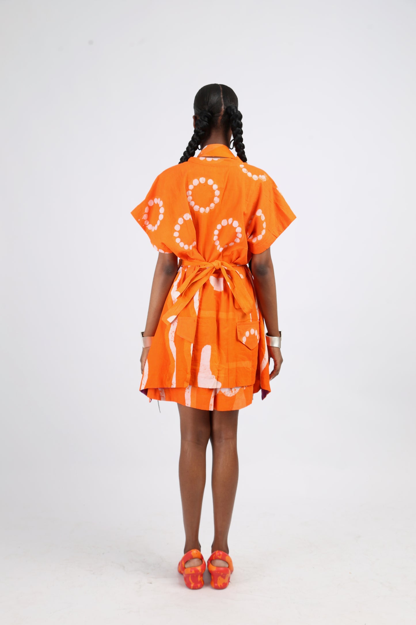 WHITE AND TANGERINE MULTIPRINT OSAKA TOP