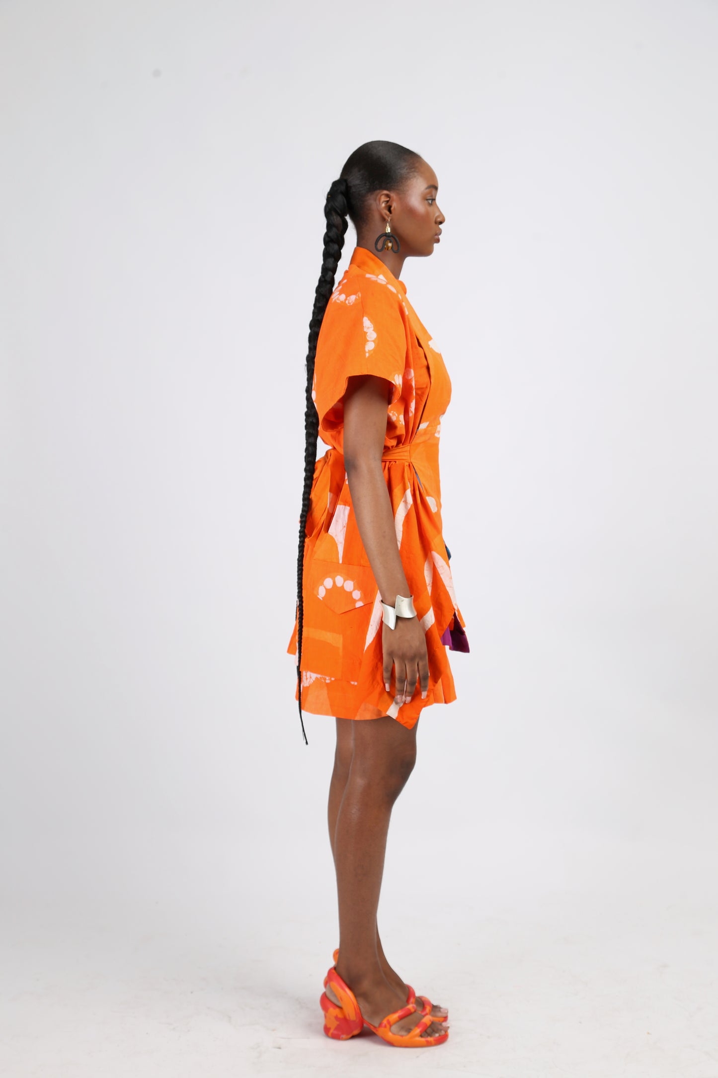 WHITE AND TANGERINE MULTIPRINT OSAKA TOP