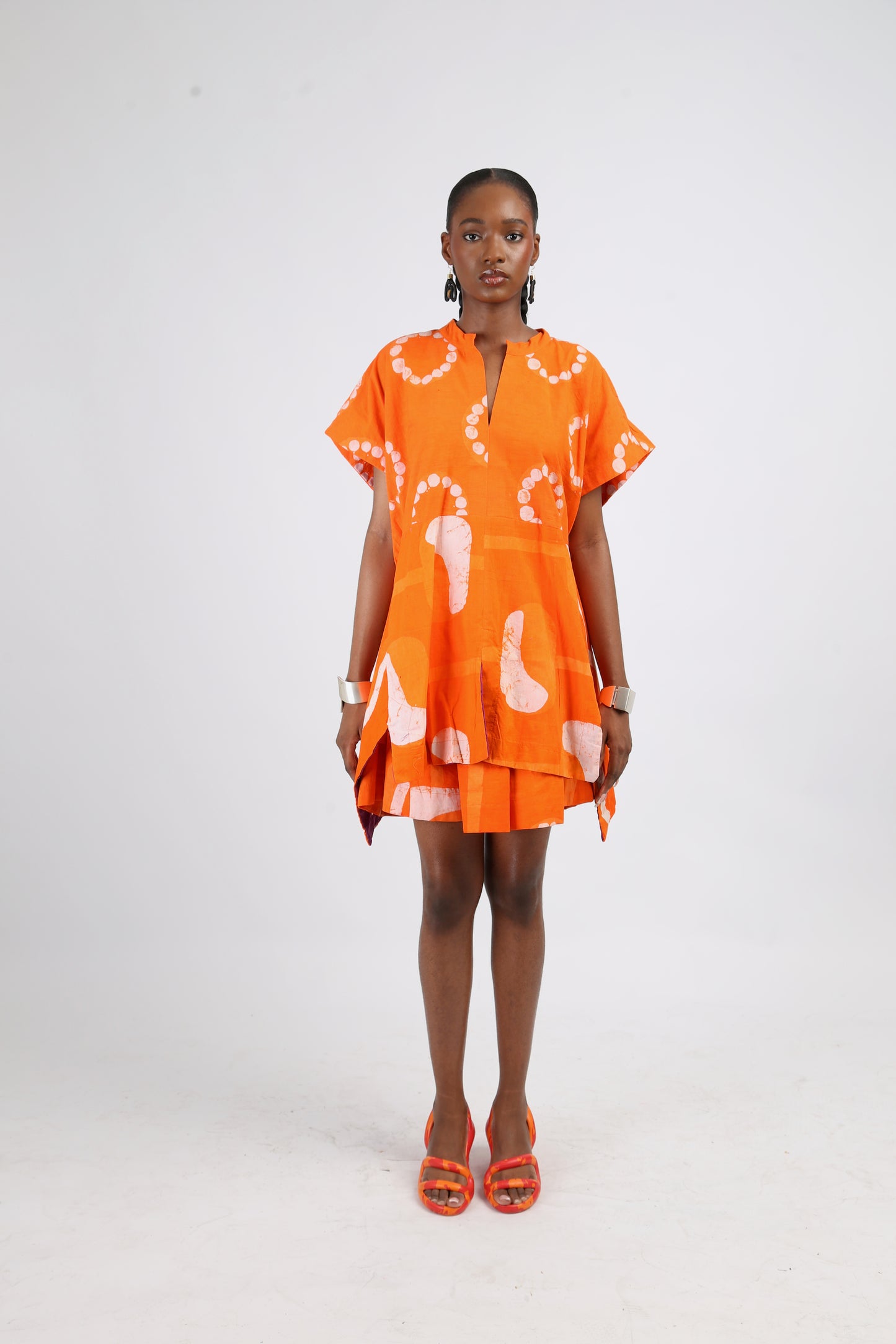 WHITE AND TANGERINE MULTIPRINT OSAKA TOP