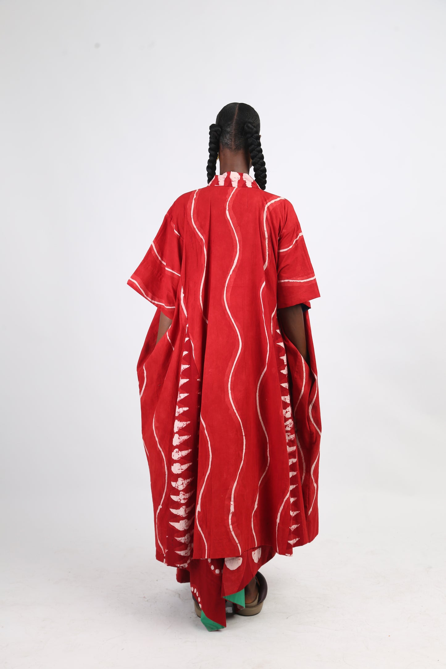 WHITE AND RED MULTIPRINT BUBA KIMONO