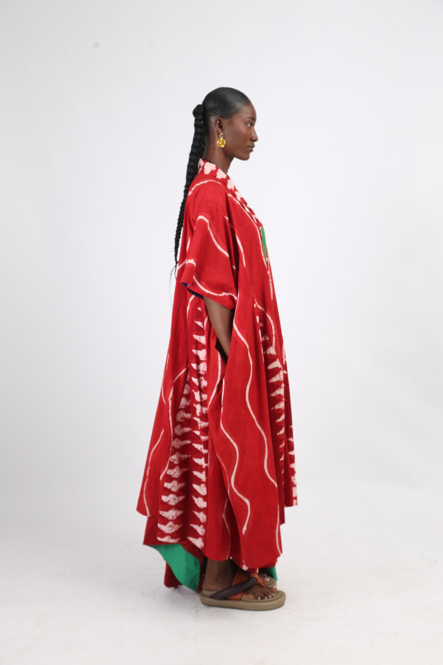 WHITE AND RED MULTIPRINT BUBA KIMONO