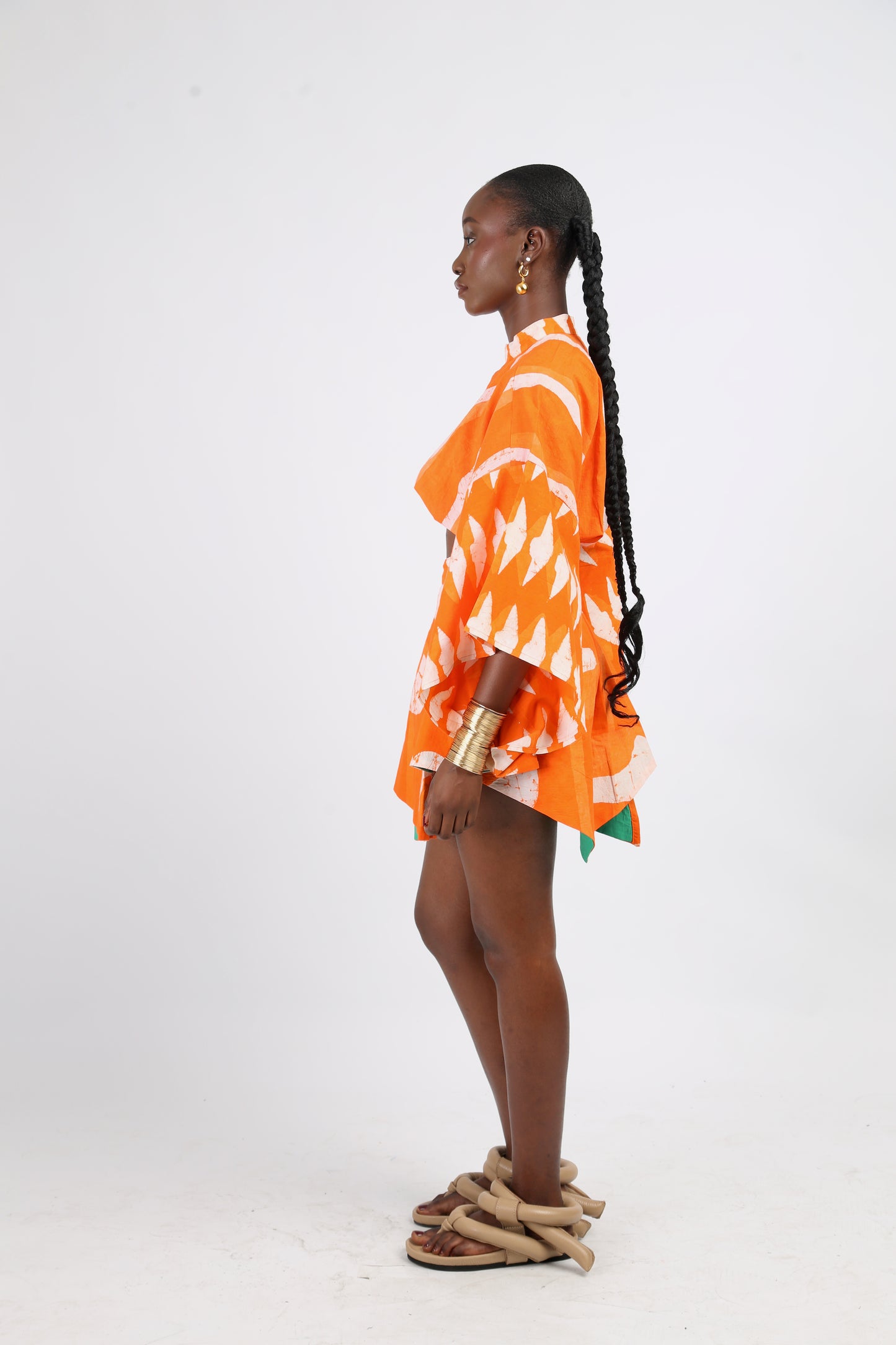 WHITE AND TANGERINE MULTIPRINT MINI IRO SKIRT