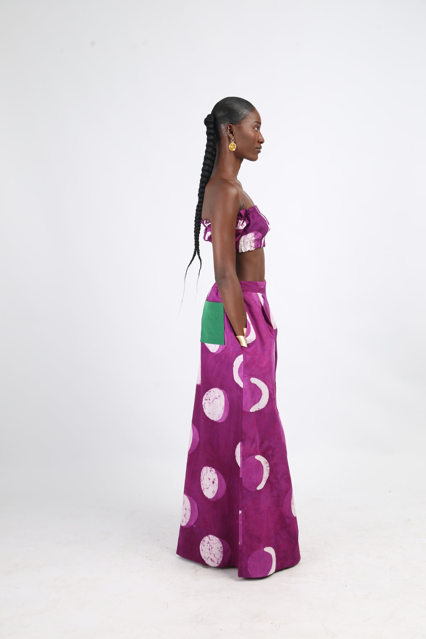 WHITE AND MAGENTA MULTIPRINT WIDE LEG PANTS