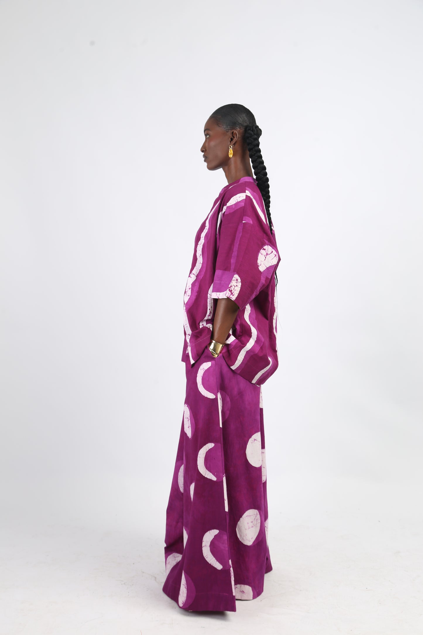 WHITE AND MAGENTA MULTIPRINT SHIRT