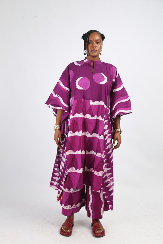 WHITE AND MAGENTA MULTIPRINT OSAKA SHIRT DRESS