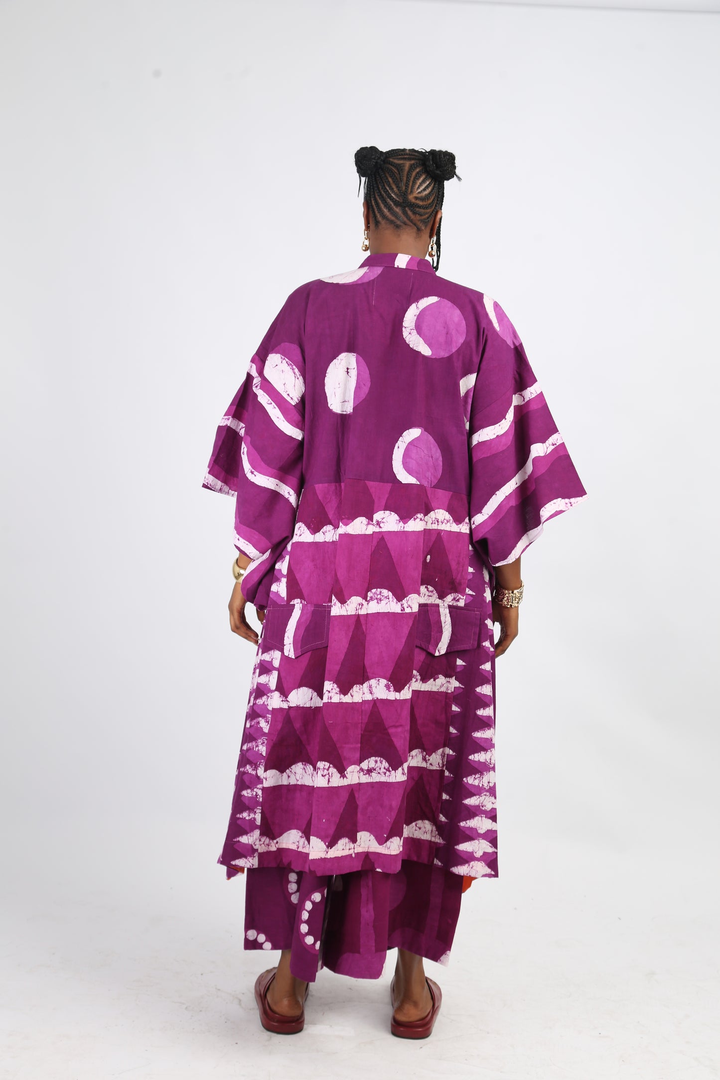 WHITE AND MAGENTA MULTIPRINT OSAKA SHIRT DRESS