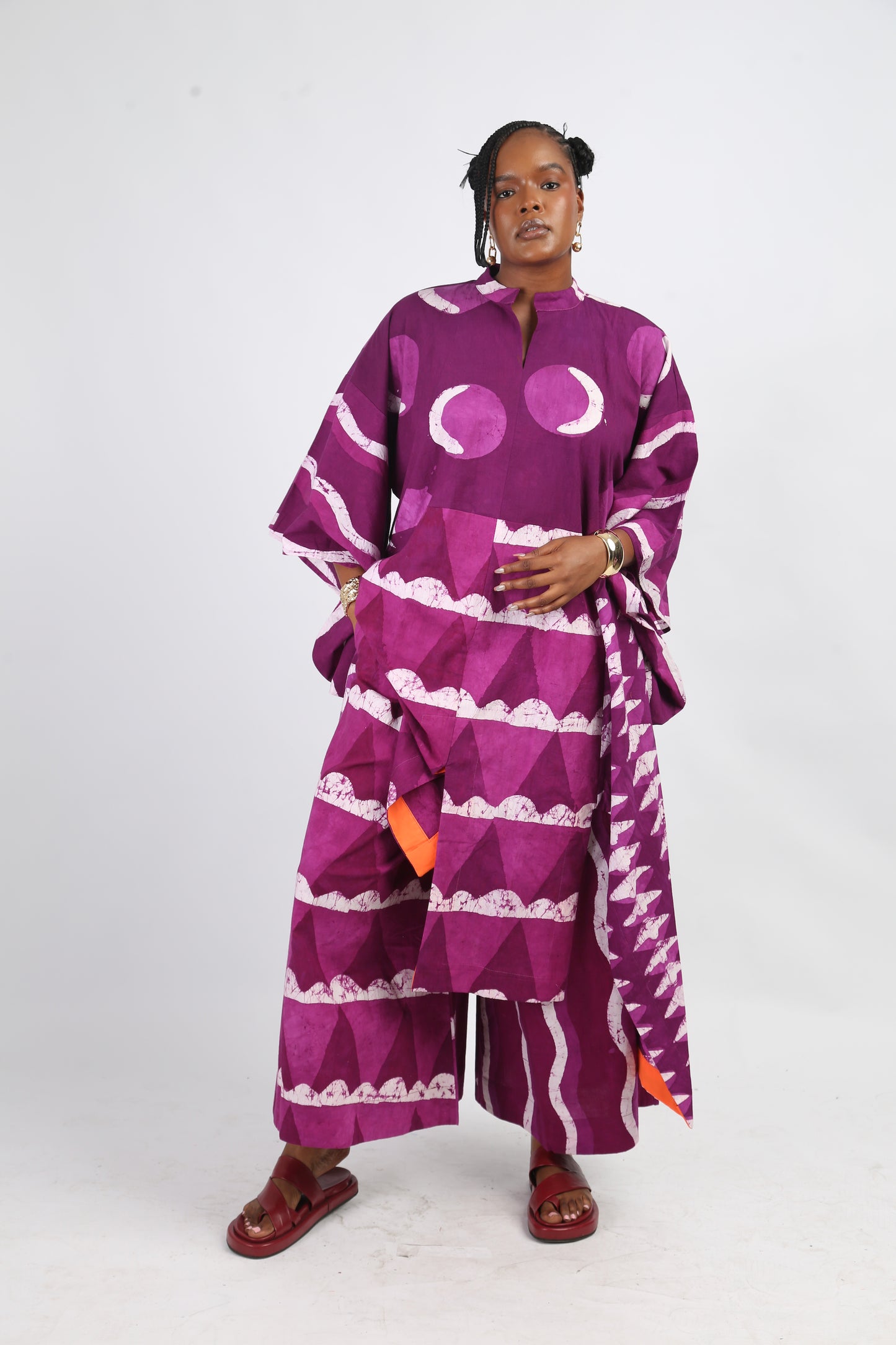 WHITE AND MAGENTA MULTIPRINT OSAKA SHIRT DRESS