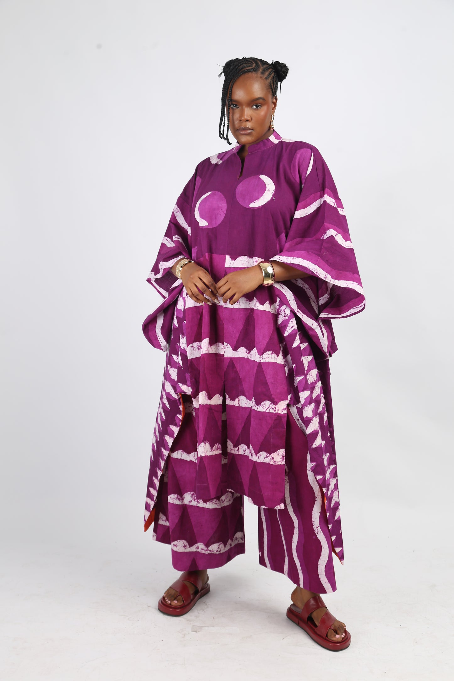 WHITE AND MAGENTA MULTIPRINT OSAKA SHIRT DRESS