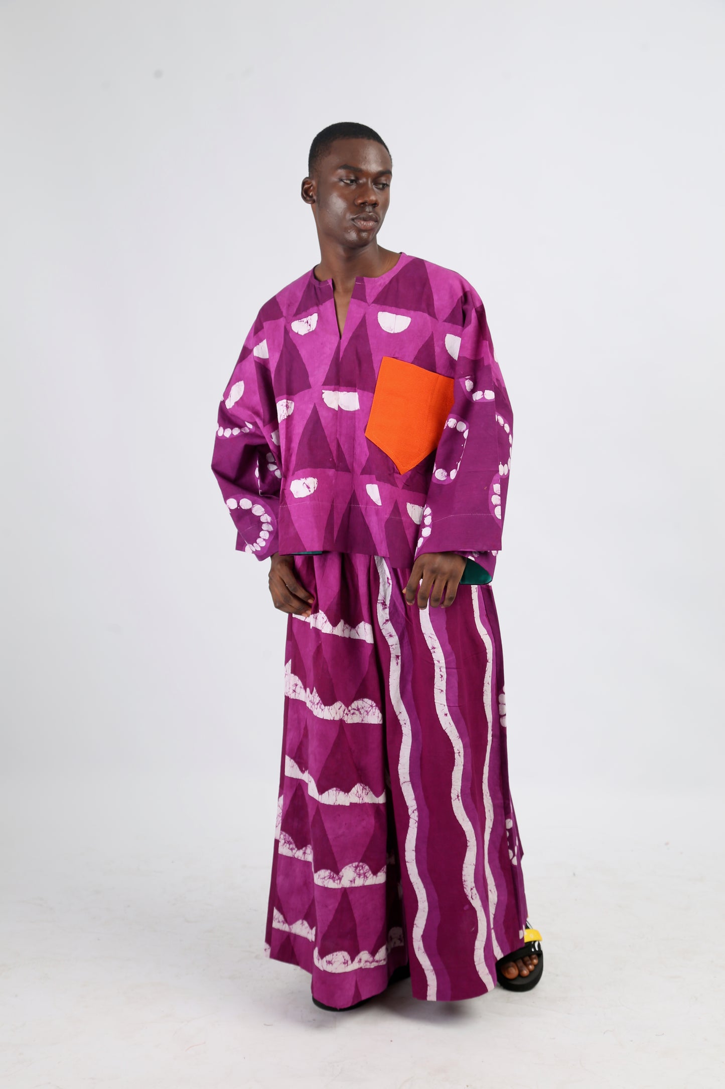 WHITE AND MAGENTA MULTIPRINT BUBA CULOTTES