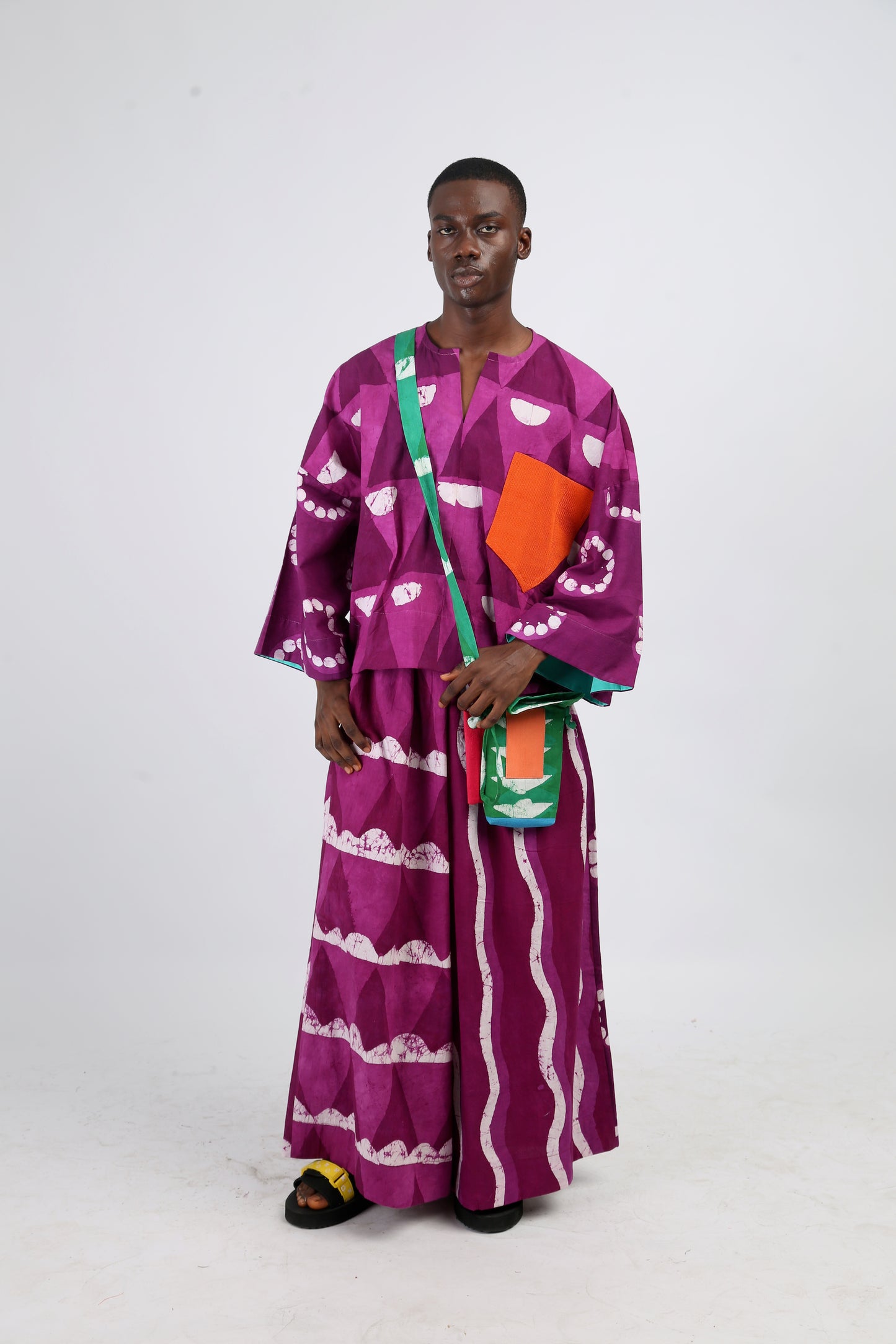 WHITE AND MAGENTA MULTIPRINT BUBA CULOTTES